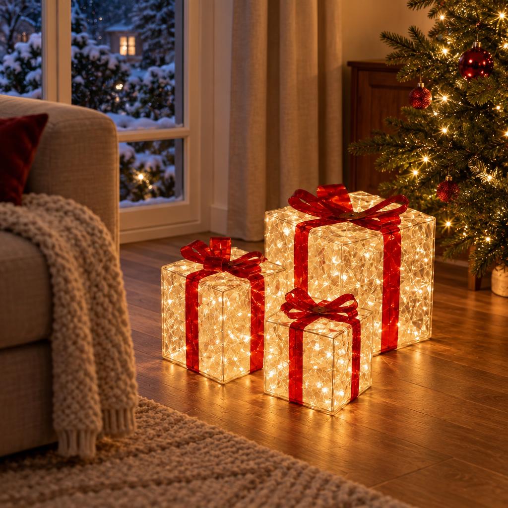 Świecące Prezenty LED — zestaw 3 szt.